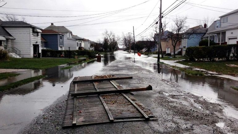 Damage caused by Superstorm Sandy on Nassau Avenue in Freeport...