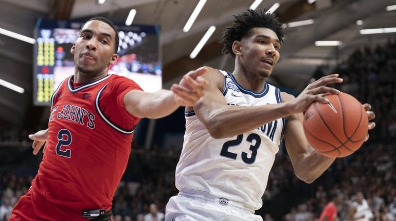 Jermaine Samuels of the Villanova Wildcats controls the ball against...