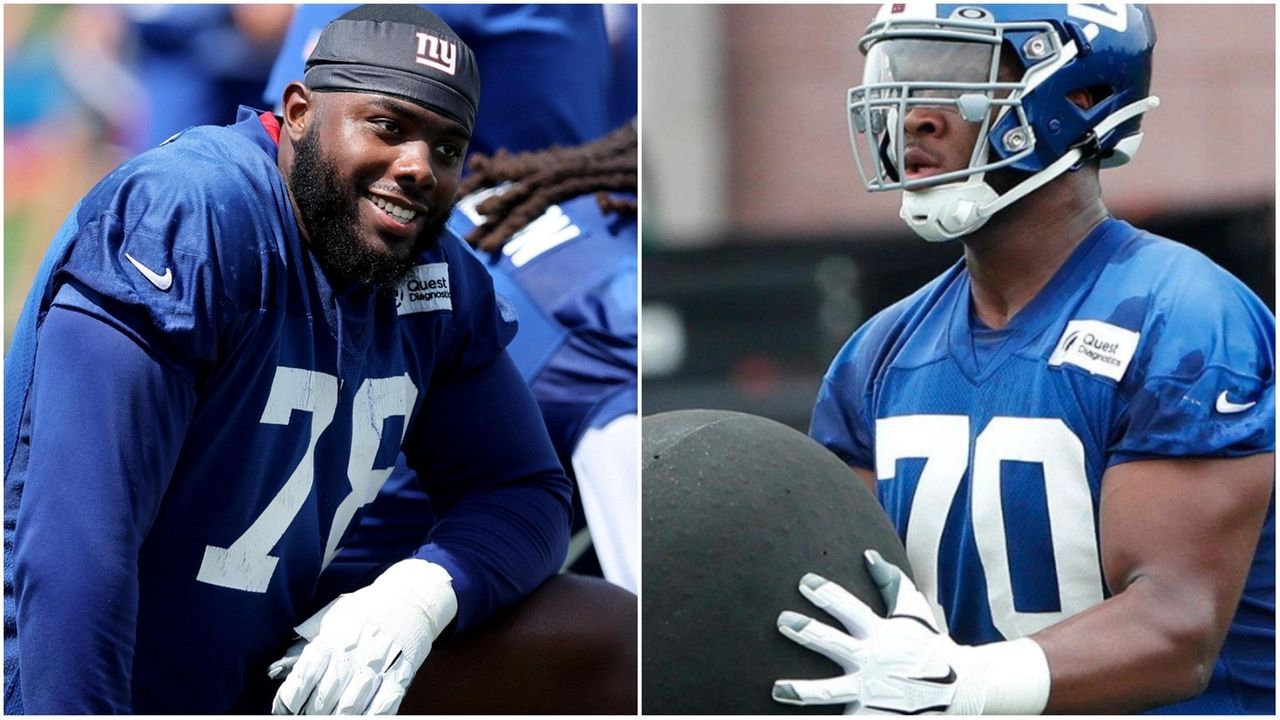 New York Giants lineman Evan Neal during an NFL preseason football