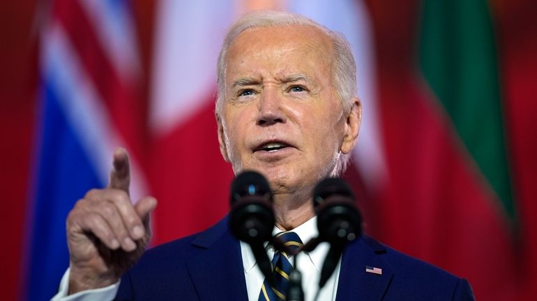 President Joe Biden delivers remarks on the 75th anniversary of...