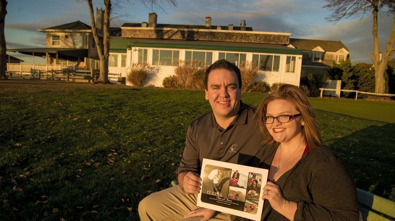 Kate and her fiance Thomas, in front of the Mansion...