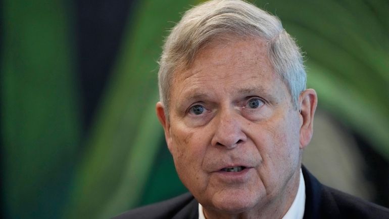 Agriculture Secretary Tom Vilsack speaks during a news conference, Thursday,...