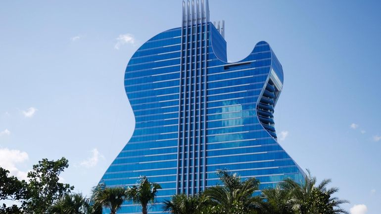 The guitar shaped hotel is seen at the Seminole Hard...