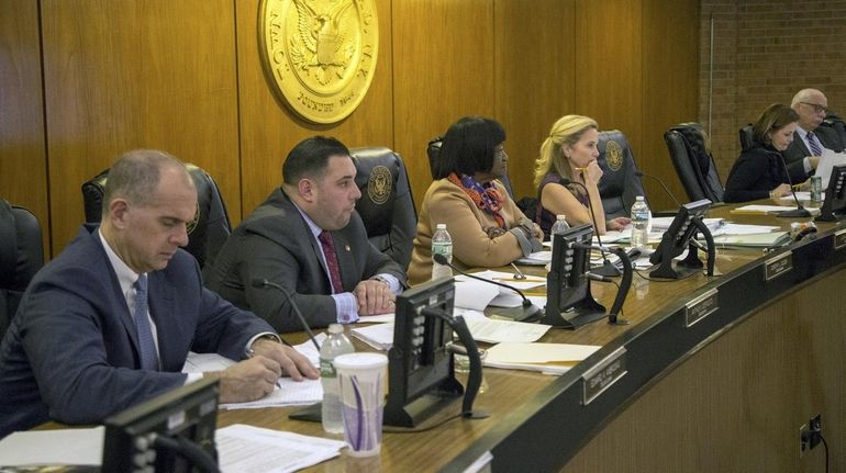 Hemptead Supervisor Laura Gillen, fourth from left, with, councilmembers, from...