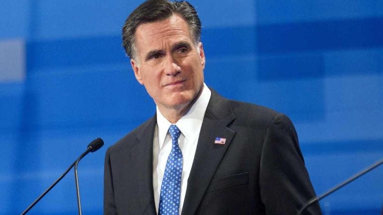 Republican presidential candidate former Massachusetts Gov. Mitt Romney speaks during...