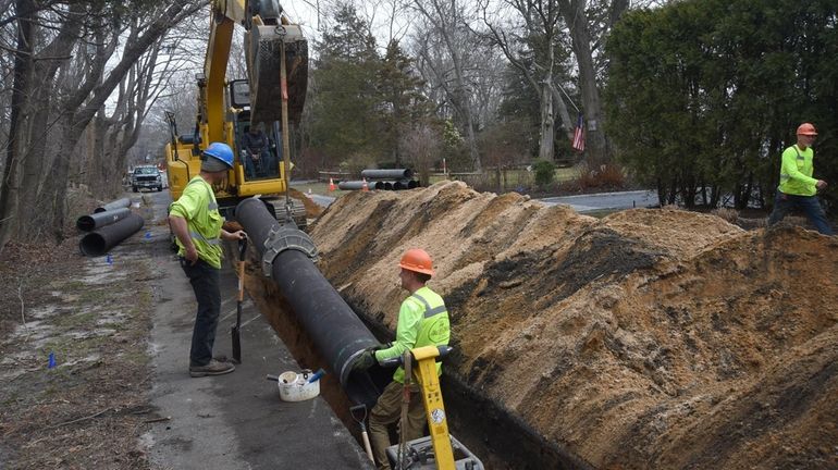 The Suffolk County Water Authority broke ground Thursday on a...
