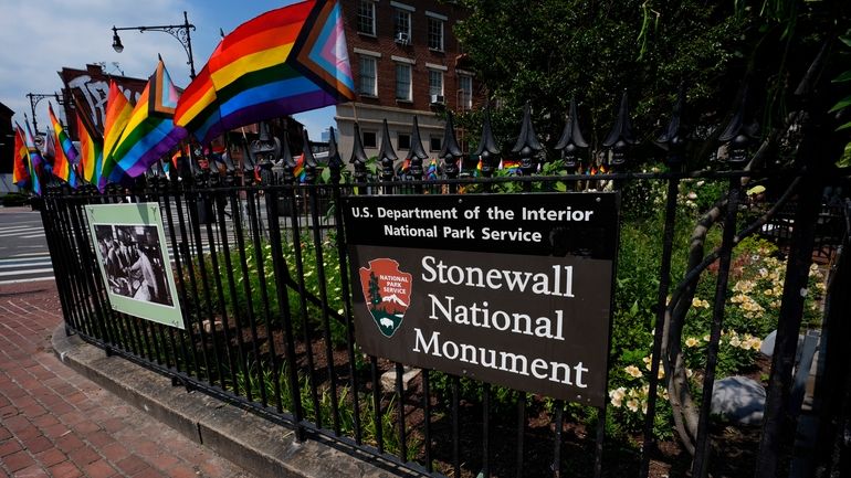 A National Park Service sign marks the Stonewall National Monument...