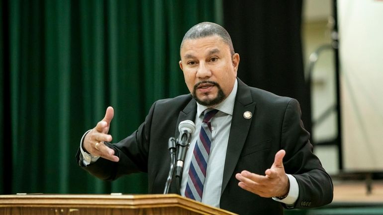 Assemb. Phil Ramos speaks during a conference in Hempstead on June...