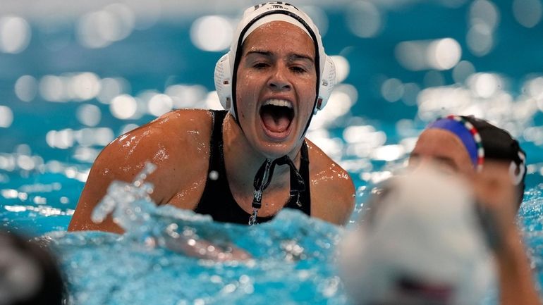 Rachel Fattal of the United States celebrates after scoring against...