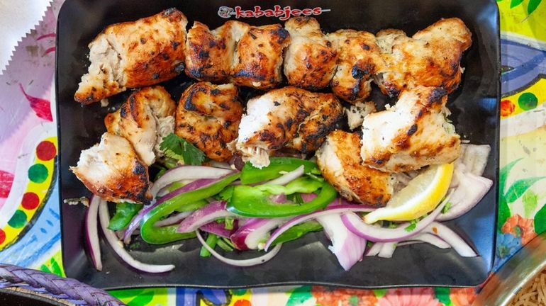 Malai Tikka, marinated chicken kebabs at Kababjees in Hicksville.