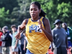 Zaria Hall, double winner from East Meadow, running all over the place