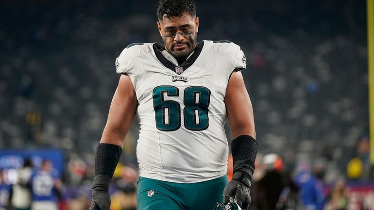 Philadelphia Eagles offensive tackle Jordan Mailata (68) after an NFL...