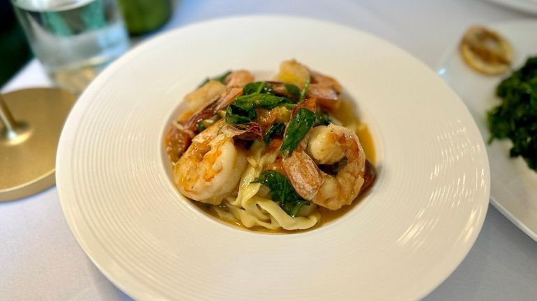 Tagliatelle with shrimp at Elaine's in East Setauket.