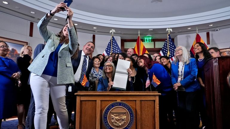 Arizona Rep. Stephanie Stahl Hamilton takes a selfie with Arizona...