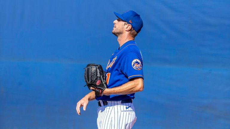 New York Mets pitcher Max Scherzer during a spring training...