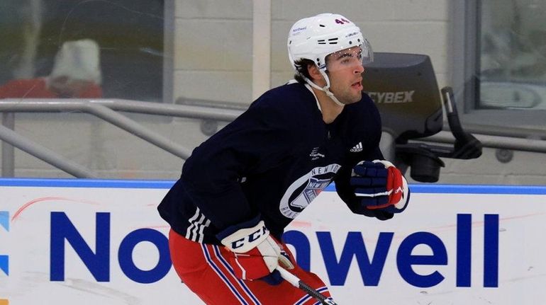 The Rangers' Matthew Robertson skates at the MSG Training Center...