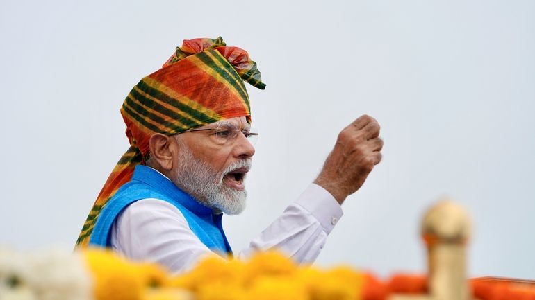 Indian Prime Minister Narendra Modi addresses the nation from the...