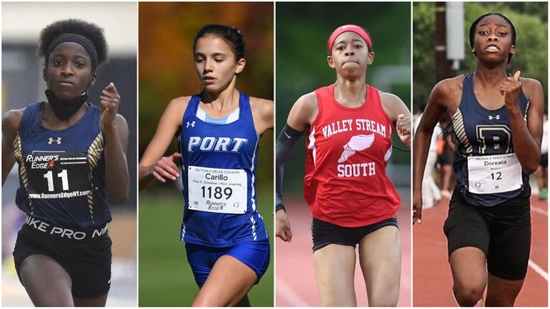 Breanne Barnett of Baldwin, Ashley Carillo of Port Washington, Tori Daniels of...