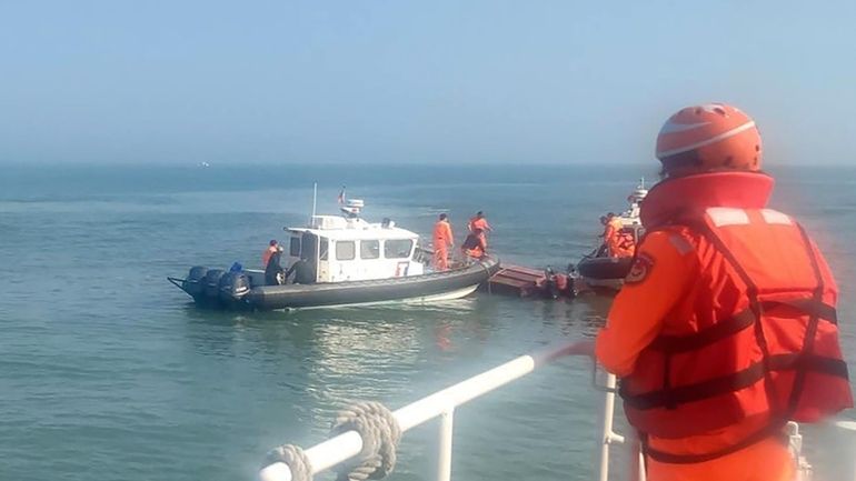 In this handout photograph provided by Taiwan Coast Guard Administration,...