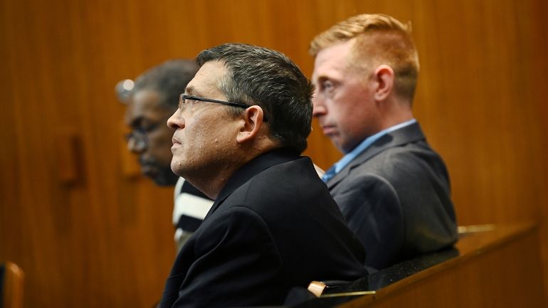 Defendants, John Seiberling, foreground, Gaven King, middle, and Aaron Maree,...