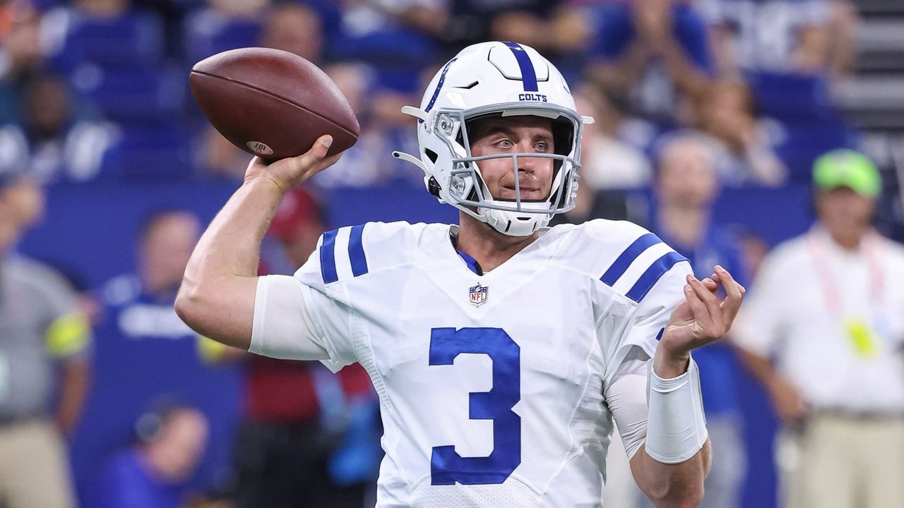 Indianapolis Colts quarterback Jack Coan looks to the sideline during the  second half of a preseason NFL football game against the Buffalo Bills in  Orchard Park, N.Y., Saturday, Aug. 13, 2022. (AP