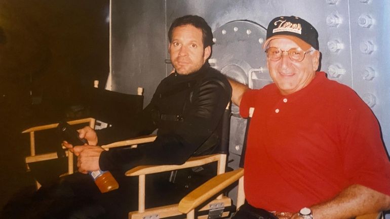 Steve Guttenberg with his dad, Stanley, during a visit to...