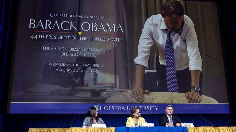 (L/R) Meena Bose, executive dean of public policy and public...