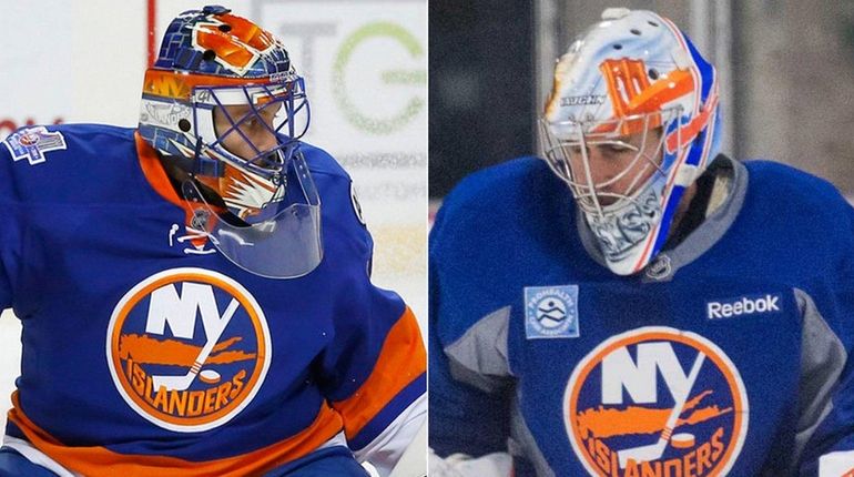 This Newsday composite image shows Islanders goalies Jaroslav Halak, left,...