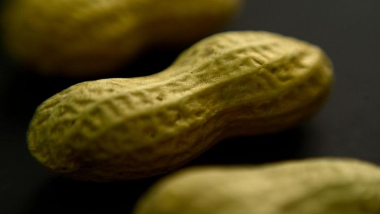 This Feb. 20, 2015 photo shows an arrangement of peanuts...