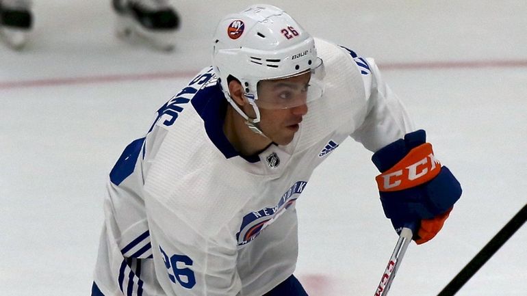 Islanders forward Josh Ho-Sang takes a shot at prospect minicamp on...