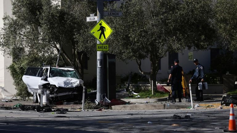 The area around a bus stop near Muni's West Portal...