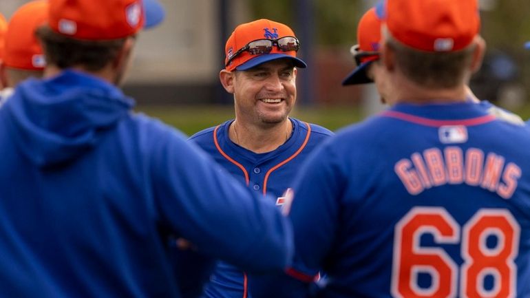 Mets manager Carlos Mendoza during a spring training workout, Monday...