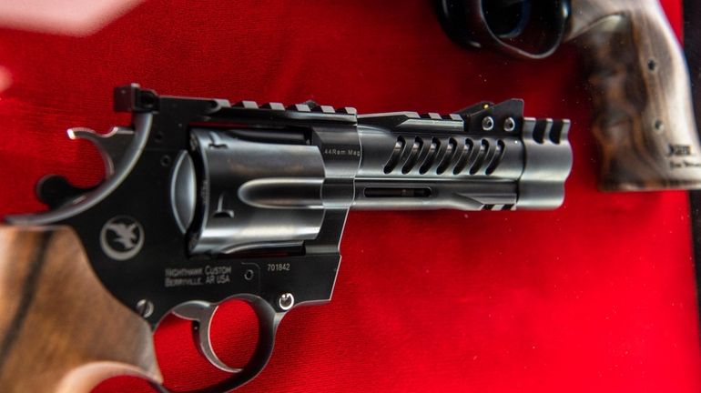 Wilson combat revolvers are displayed at SP firearms on Thursday in...