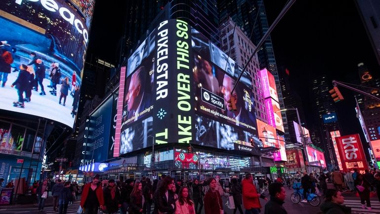 Times Square at night on December 15.