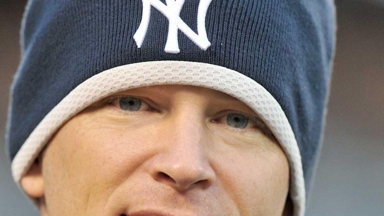 New York Yankees' pitcher A.J. Burnett during batting practice before...