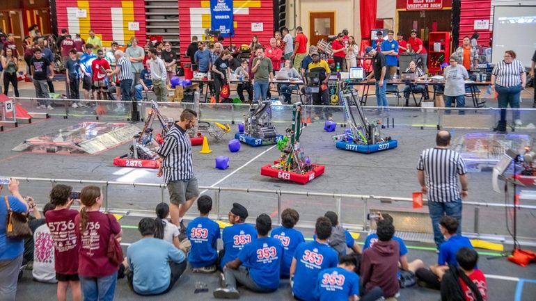 Robots battle at the 11th annual Half Hollow Hills Robotics...