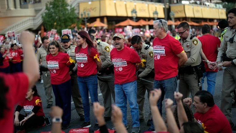 Las Vegas police arrest members of the Culinary Workers Union...