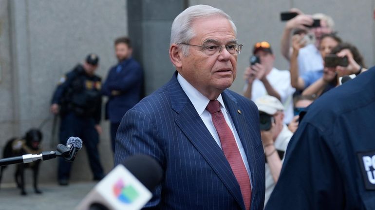 Sen. Bob Menendez, D-N.J., leaves federal court in New York,...