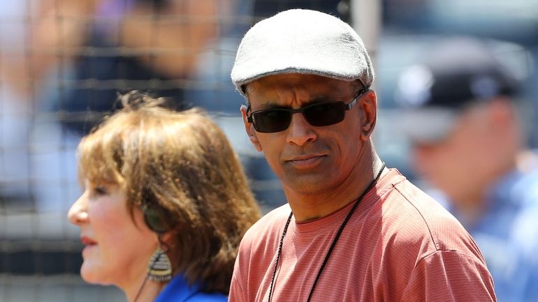 WFAN's Sweeny Murti at Old-Timers' Day at Yankee Stadium in 2017.