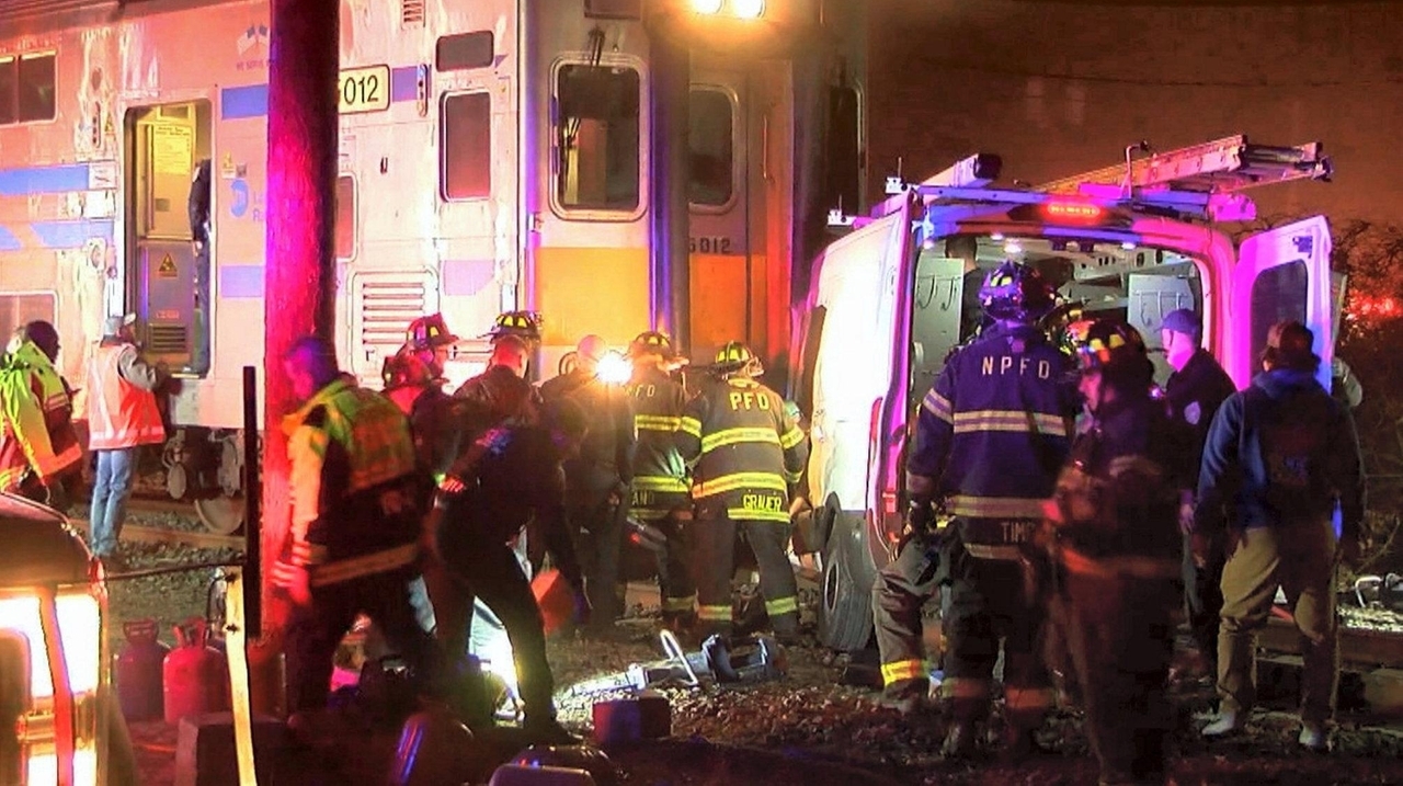 LIRR train hits van near Patchogue station, driver hurt, officials say ...