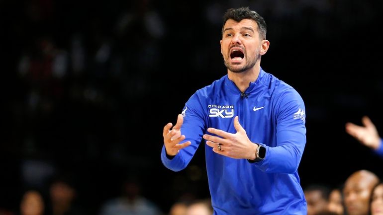 Chicago Sky interim head coach Emre Vatansever calls out to...