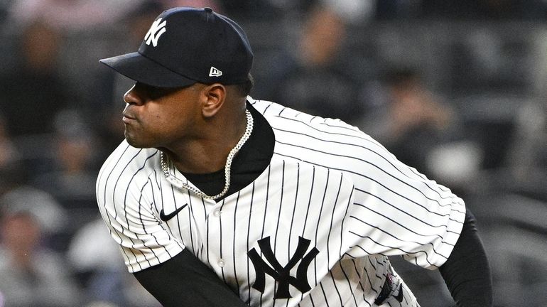 Yankees starting pitcher Luis Severino delivers against the Pirates during...