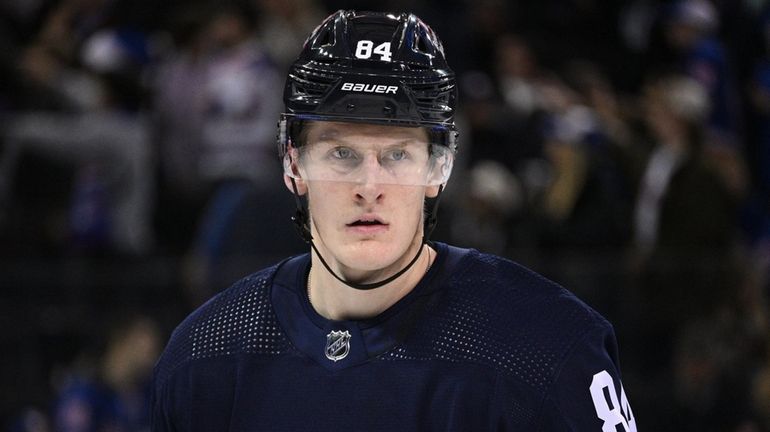 Rangers center Adam Edstrom looks on against the Ducks in...