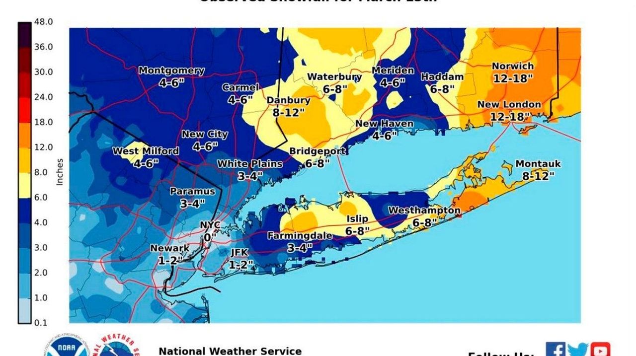 Long Island’s snowfall total was all over the map Newsday