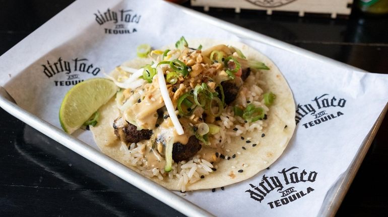The Thai meatball taco at Dirty Taco + Tequila in Rockville Centre.