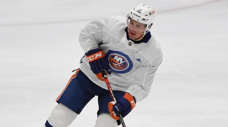 The Islanders' Zach Parise skates during training camp at Northwell...