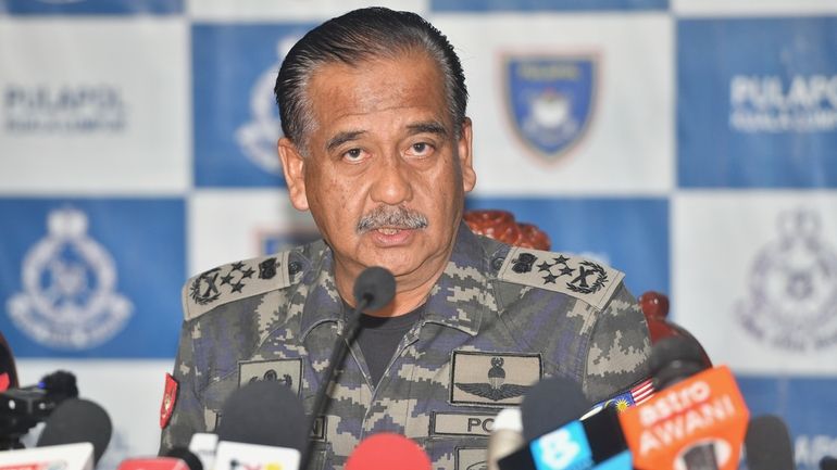 Malaysia Inspectors-General of Police Razarudin Husain speaks during a press...