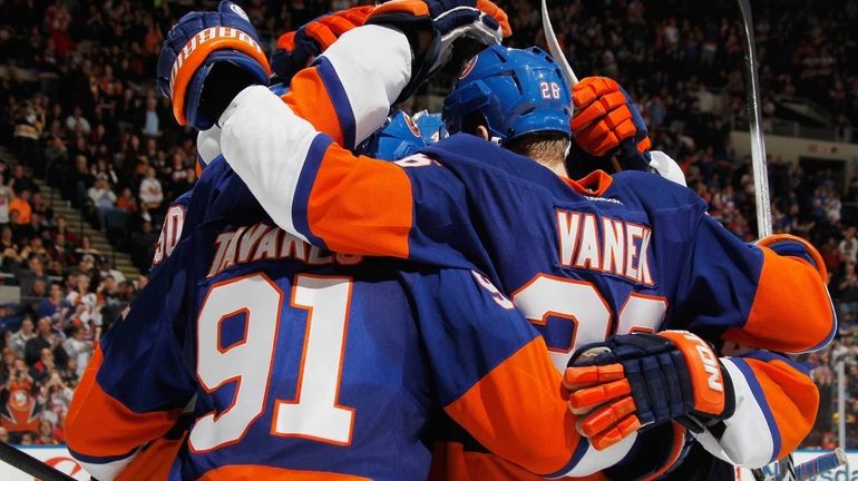 John Tavares celebrates his goal at 6:15 of the second...