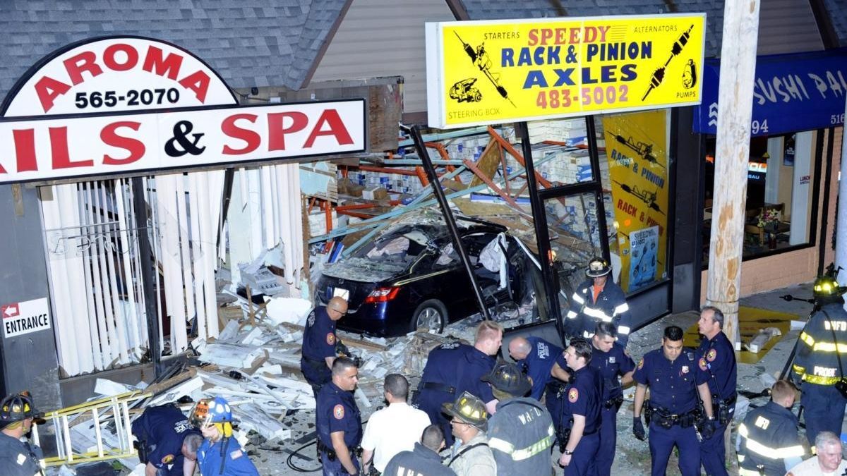 Car crashes into stores on Hempstead Turnpike Newsday