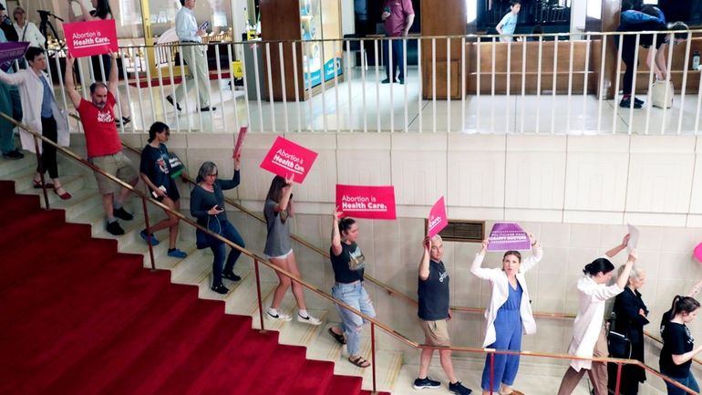 Abortion rights protesters are removed for becoming vocal, May 16,...